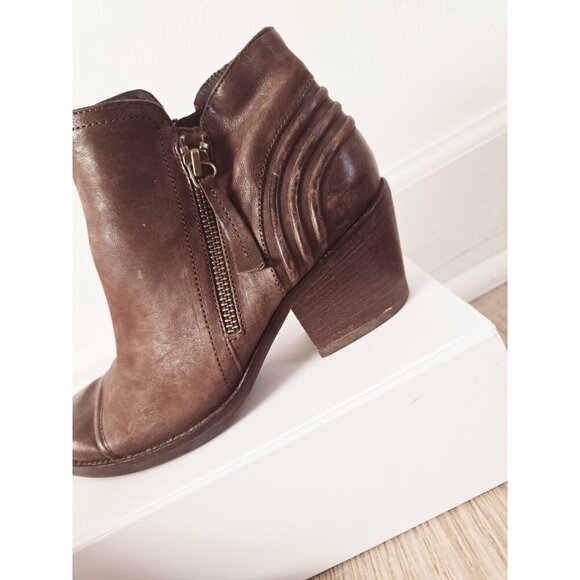 Paul Green Diandra Brown Leather Cap Toe Ankle Boots Booties Zip US 6 - UK 3.5 - Picture 4 of 12